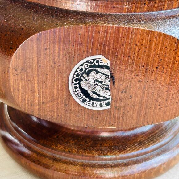 Vintage Lamplight Farms Wood Base Lamp with Metal Canister for Fluid 13” Tall - Picture 7 of 9